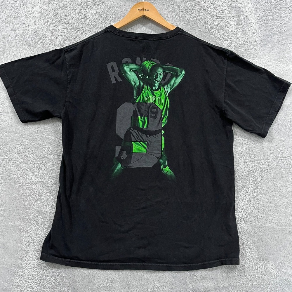 Ramon Rondo Boston Celtics #9 T Shirt Black Majestic VTG Men's Large Retro NBA